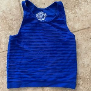 tight fitting formal blue textured crop tank